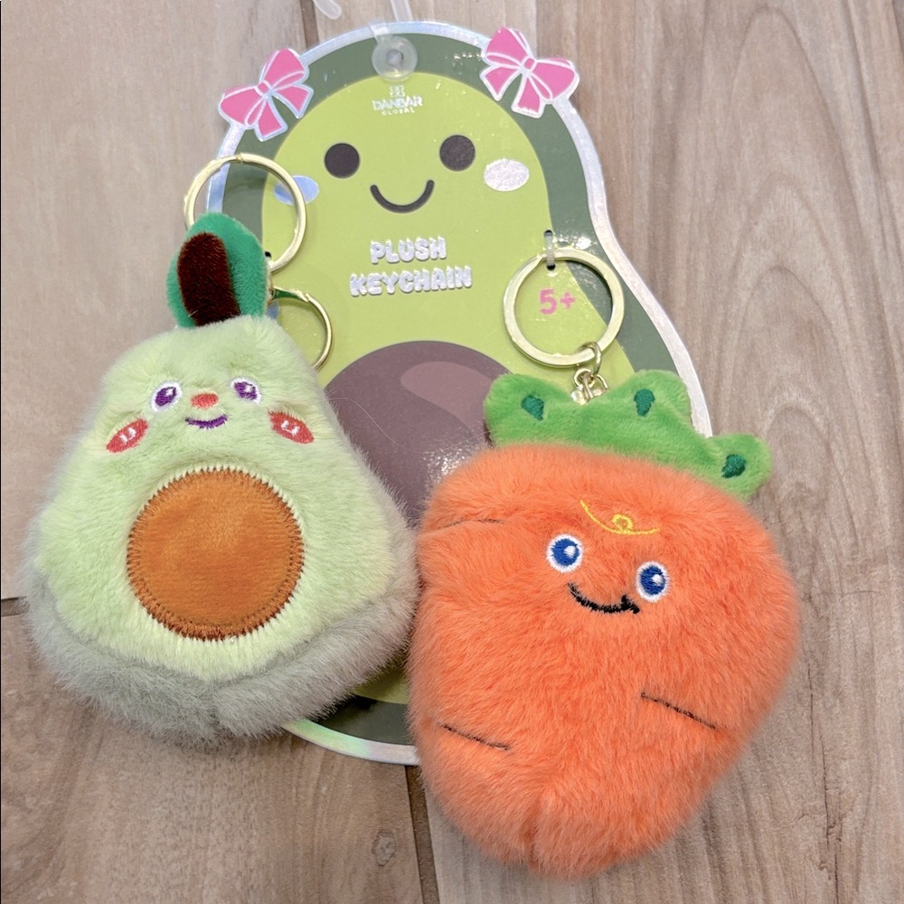 NWT Plush Keychain bag charm Set - Avocado and Carrot